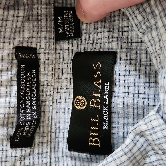 BILL Blass Black Label Blue Plaid Button-Up Shirt - Picture 5 of 7